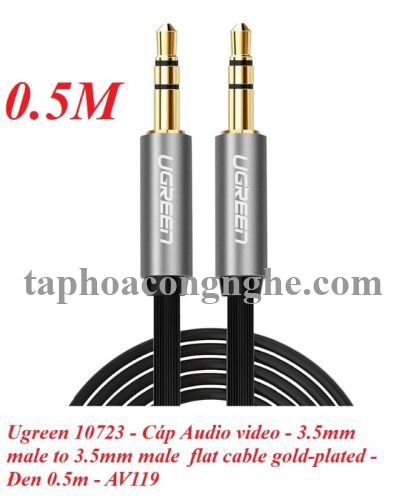 Ugreen 10723 0.5M màu Đen Cáp âm thanh 2 đầu 3.5mm dương dây dẹt AV119 30010723